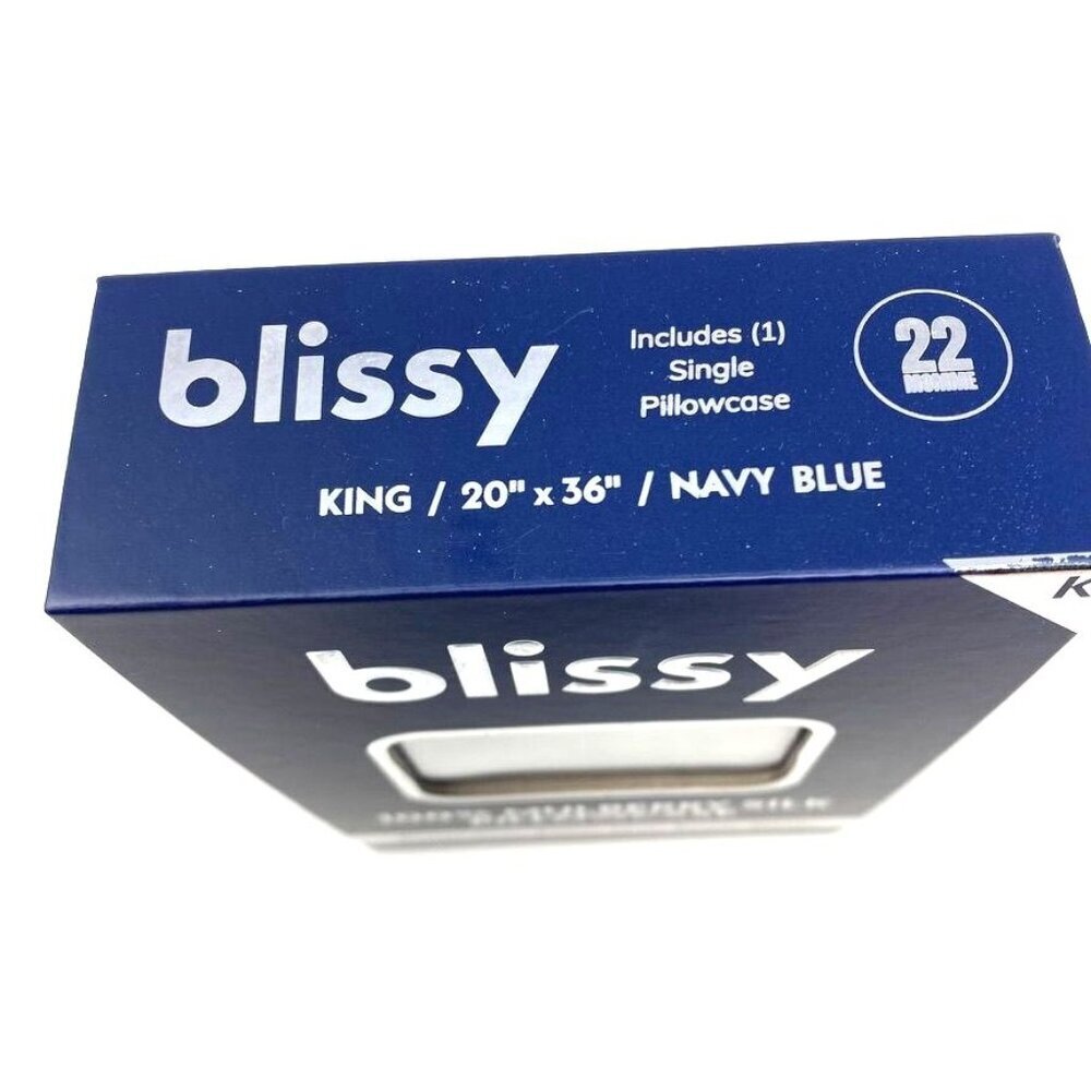 Blissy King 600 Thread Count Silk Pillowcase Navy Blue OR Blush Pink 20" x 36" - Picture 15 of 16